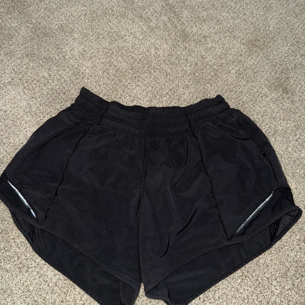 Lululemon Athletica Black Athletic Shorts with Reflective Trim